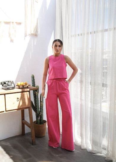 Keten Bluz Ve Pantolon İki̇li̇ Takim resmi